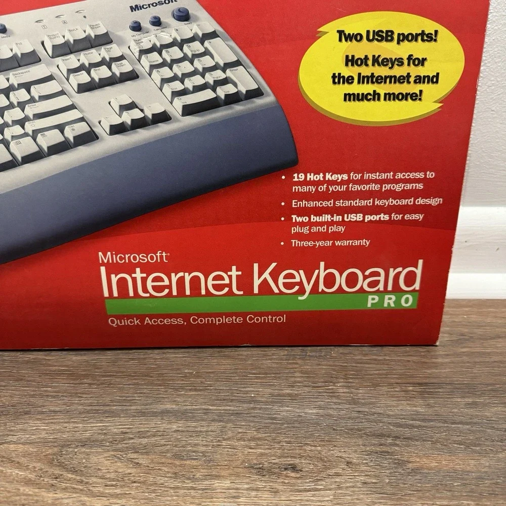 Microsoft‎ Internet Keyboard Pro Wired 2 USB Ports Hot Keys New